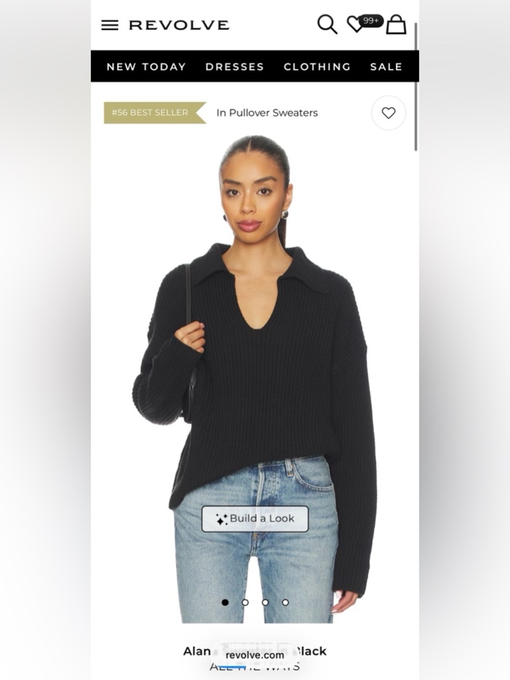 ALL THE WAYS Black Collar V-Neck Ribbed Pullover Sweater